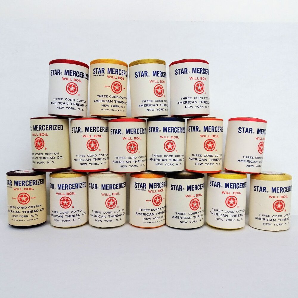 Vintage Lot of 17 Star Mercerized American Thread Three Cord Cotton Will Boil